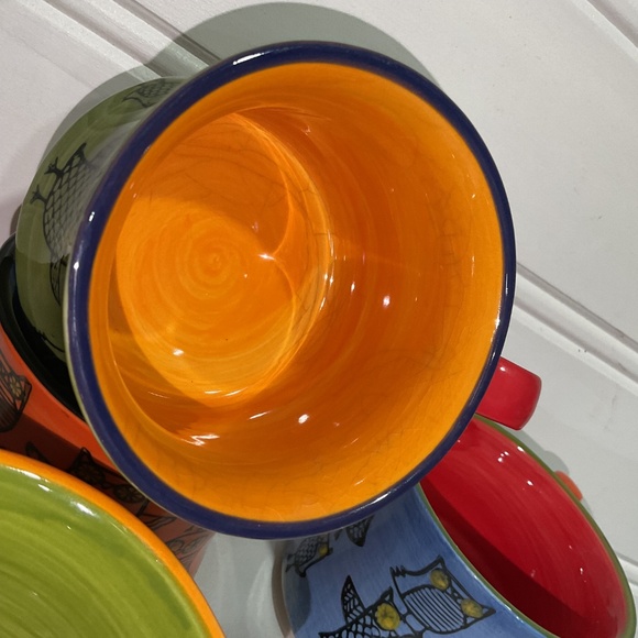 Pier 1 multi coloured owl stackable mugs set of 4 - Picture 7 of 10